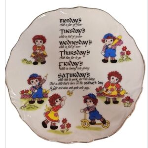 1974 Raggety Ann Andy Vintage Decorative Plate with Days of the Week Design